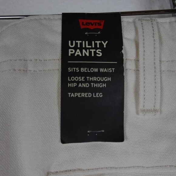 Levi's Utility Pants Jeans Men's 42x32 Off White Ivory Denim Tapered Pockets - Picture 8 of 12
